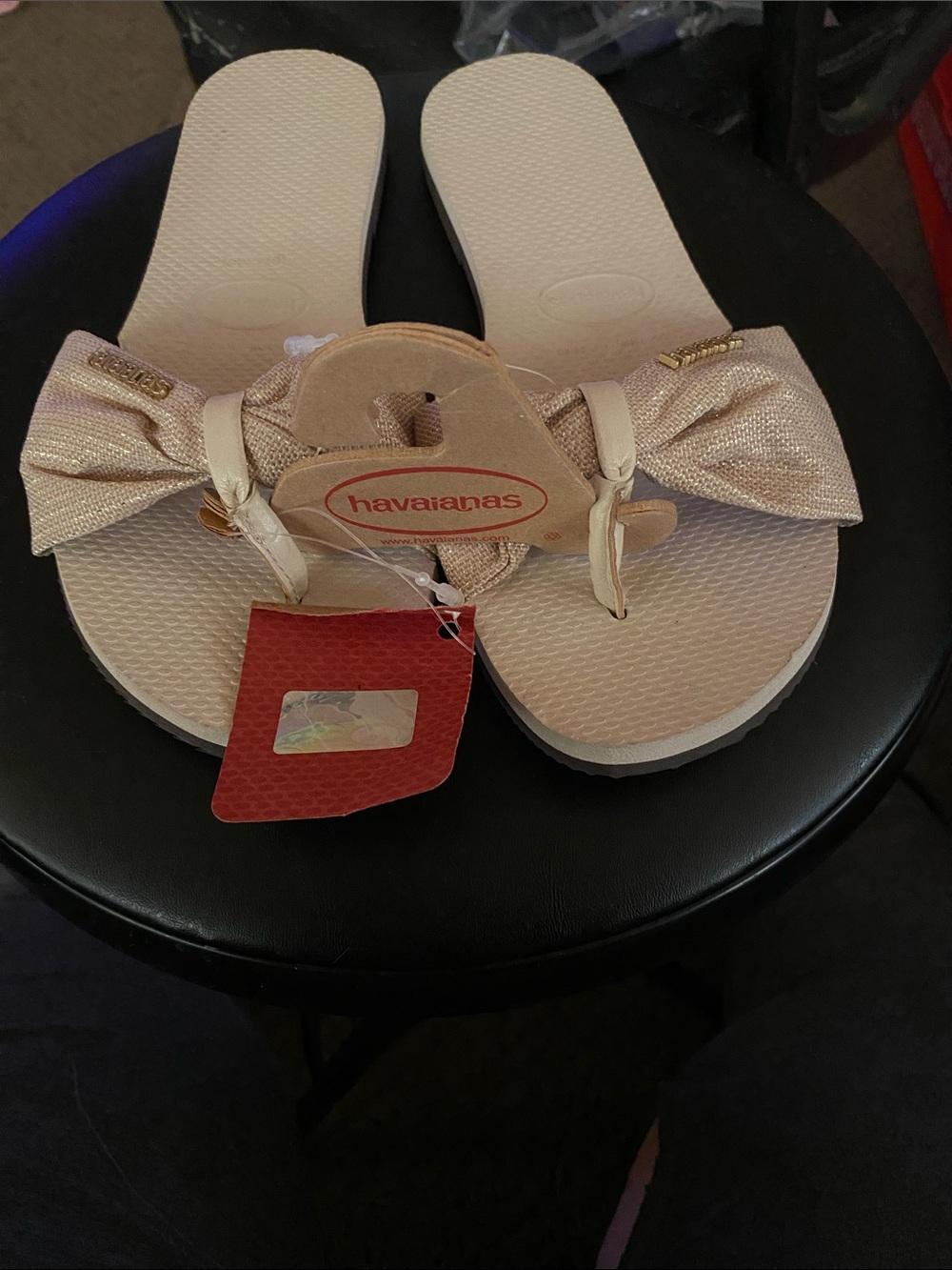 Havaianas Women's Bow Flip Flops in Light Gold